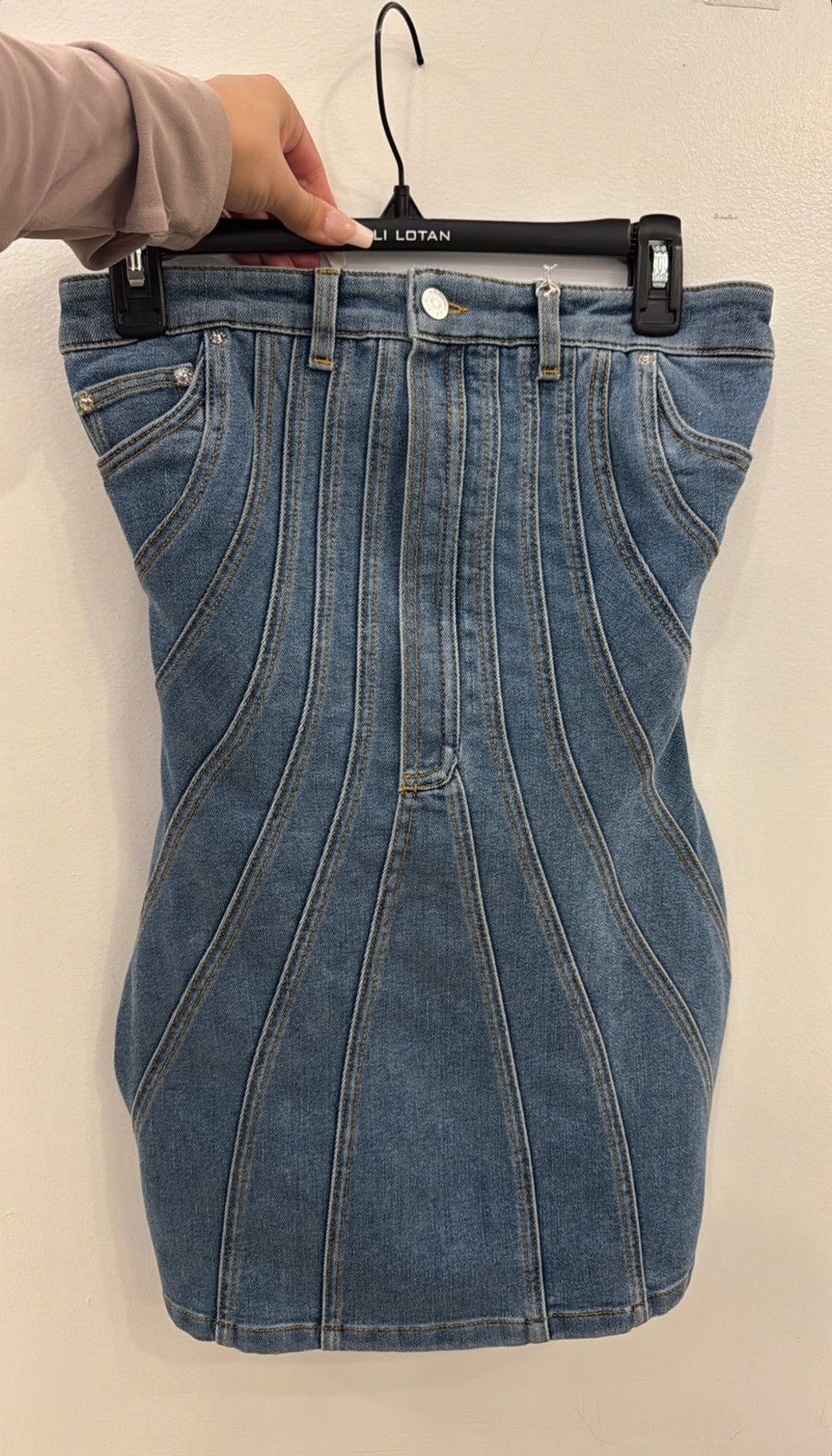 Mugler Blue Spiral Denim Bustier Dress Size S / US 4 / IT 40 - 5 Thumbnail