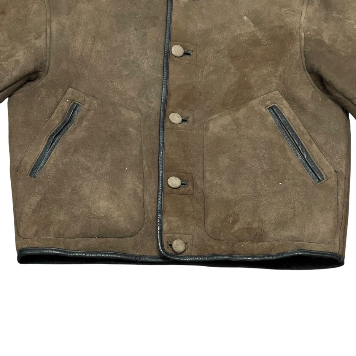 Leather Vintage Brown Suede Sheepskin Leather Shearling Jacket Size US M / EU 48-50 / 2 - 7 Thumbnail