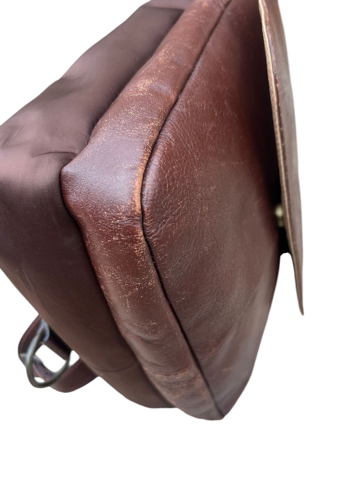 Leather Vintage HW Design Japan Hybrid Nylon Patina Leather Backpack Size ONE SIZE - 16 Thumbnail