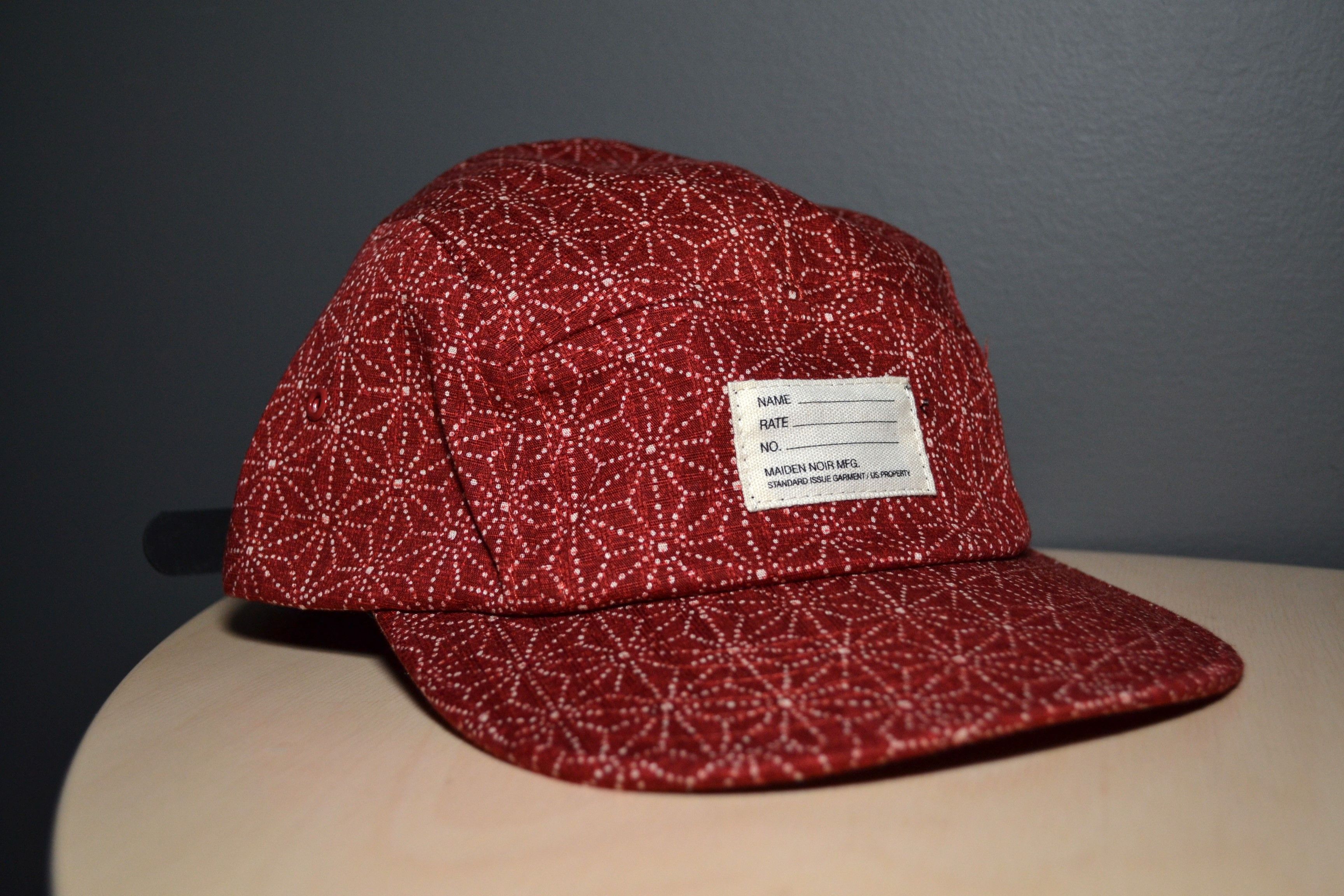 Japanese Brand Maiden Noir Blood Red Sashiko 5 Panel Camp Hat Visvim Style Size ONE SIZE - 1 Thumbnail