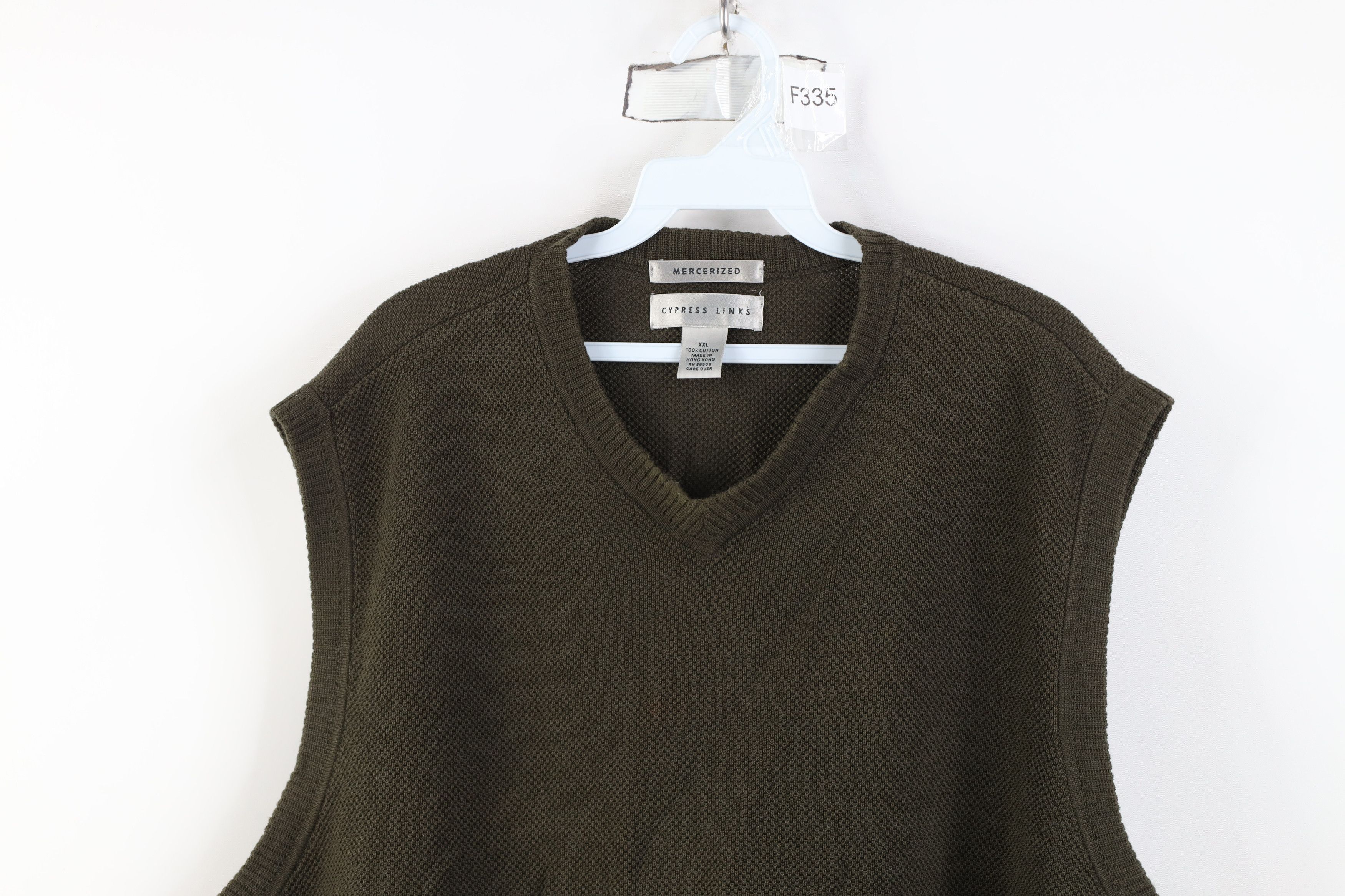 Vintage Vintage 90s Streetwear Thermal Knit Sweater Vest Olive Green Size US XXL / EU 58 / 5 - 2 Thumbnail