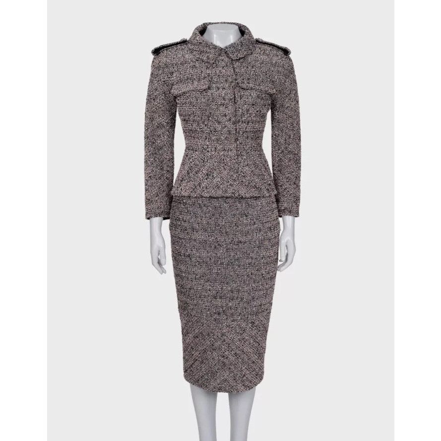 Chanel 2016 Bouclé Wool Skirt Jacket Suit FR38