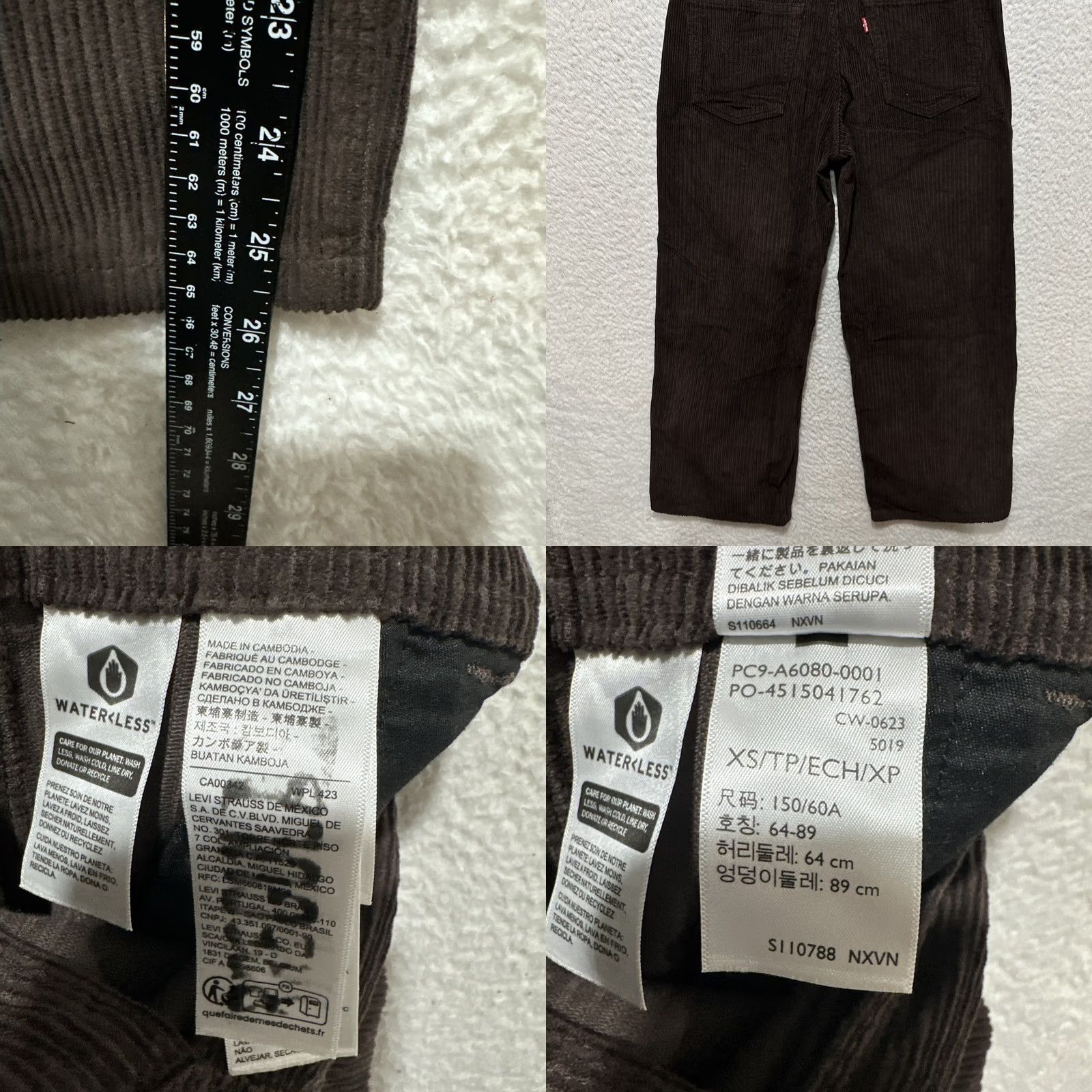 Levi's Levi's Premium Baggy Corduroy Women's Overalls XS Brown Red Tab Irregular Overall One-Piece Wide-Leg Category: Overalls Size 26" / US 2 / IT 38 - 9 Thumbnail