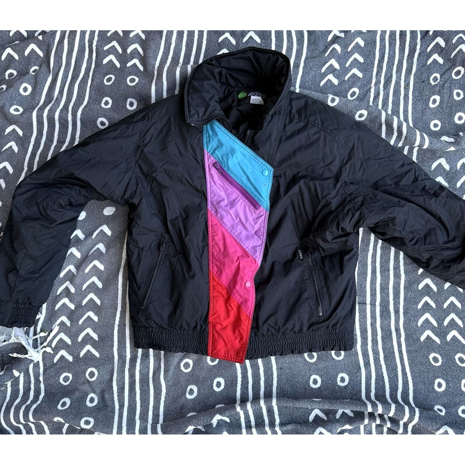 Rainbow VINTAGE Aspen Rainbow Front Trim Zip and Snap Puffer Jacket 90s Black L Mens Womens Size L / US 10 / IT 46 - 2 Thumbnail