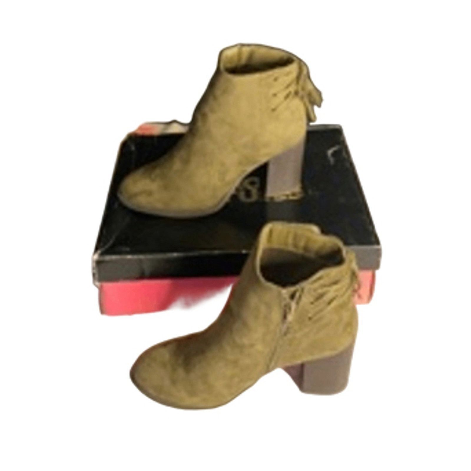 Other Boho Chic Olive Suede Block Heel Ankle Boots “Stacey” 7 Size US 7 / IT 37 - 2 Thumbnail