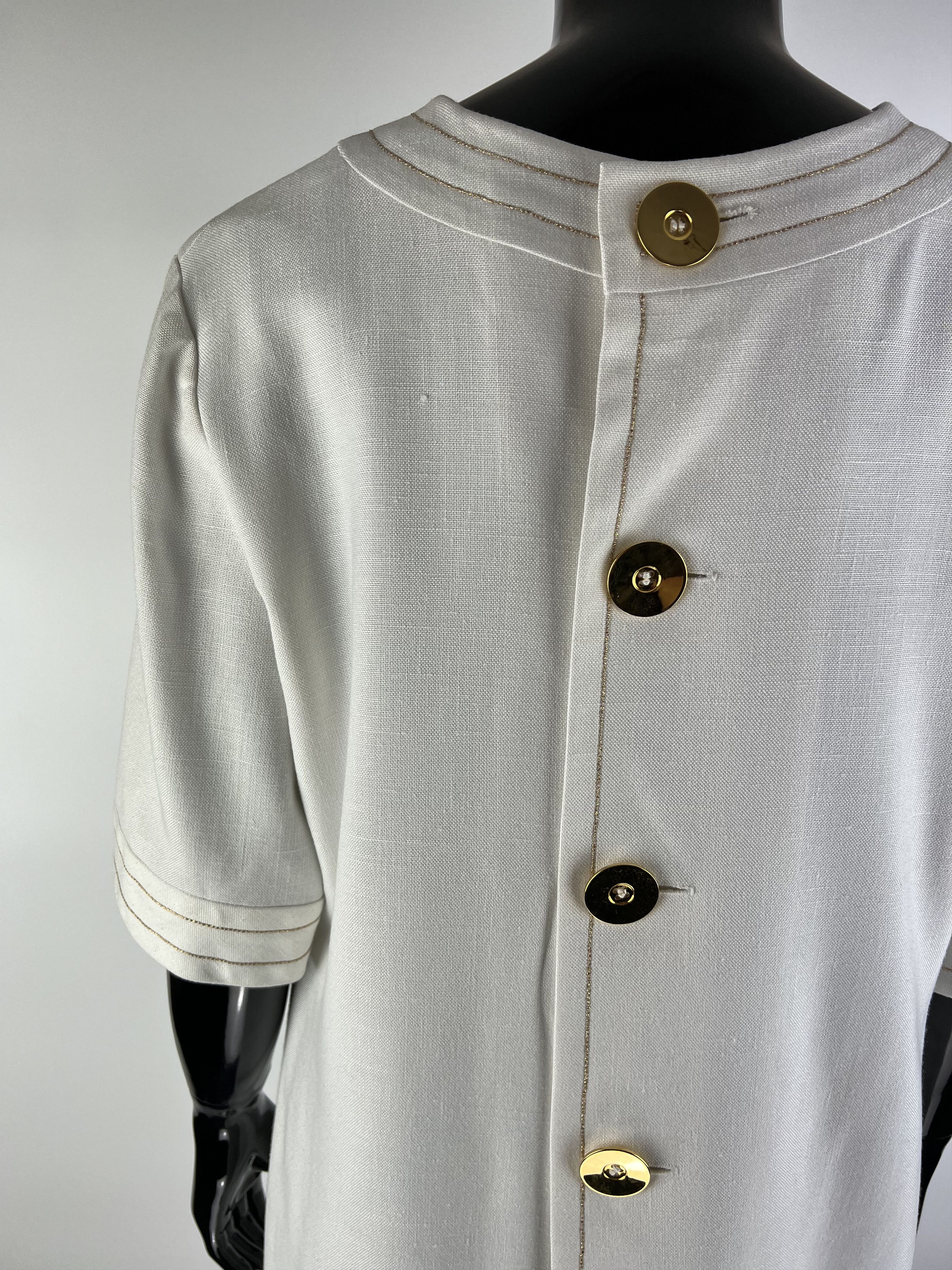 Givenchy 70s Rare VTG Givenchy Nouvelle Boutique Linen Midi Dress Size M / US 6-8 / IT 42-44 - 4 Thumbnail