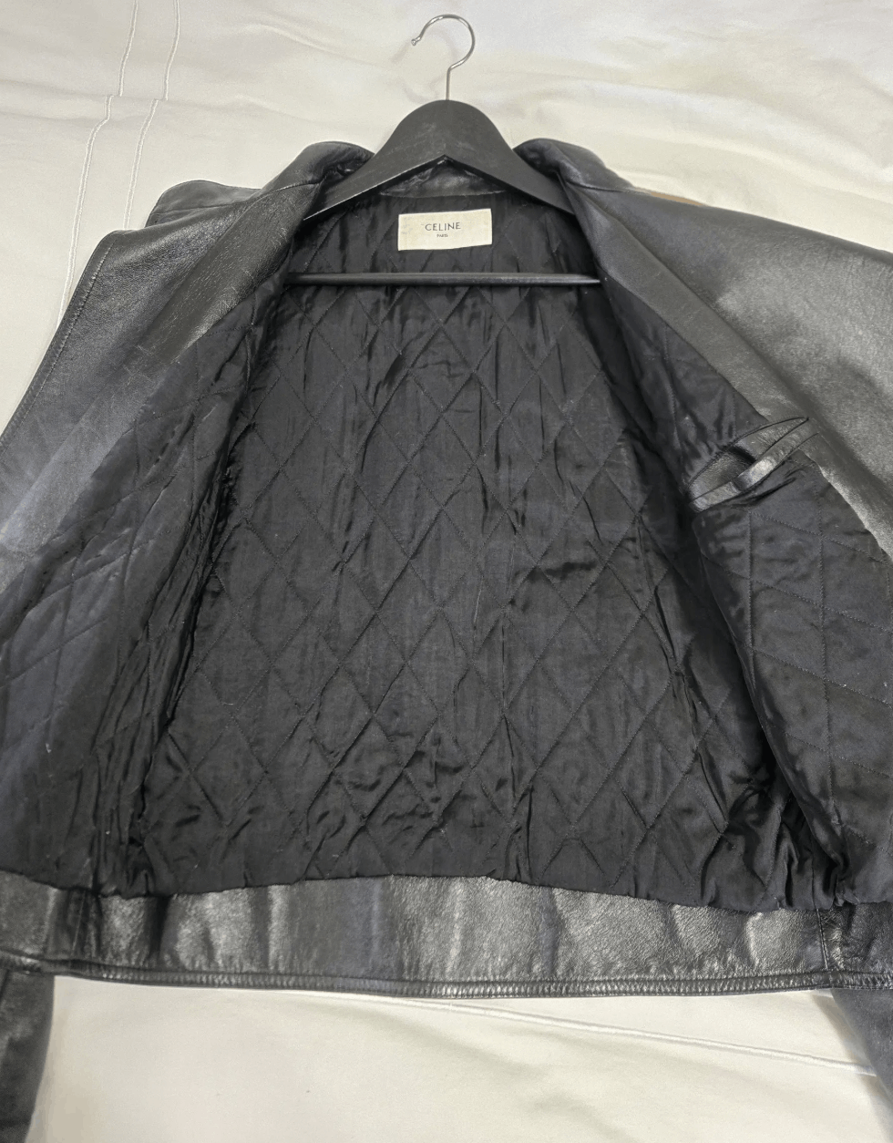 Celine × Hedi Slimane Leather Jacket Cafe Racer 50 Size US M / EU 48-50 / 2 - 4 Thumbnail