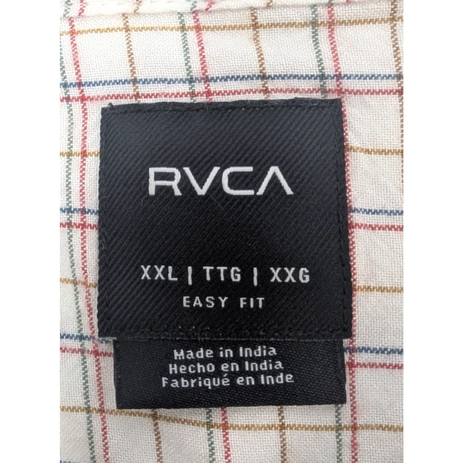 RVCA RVCA Plaid Shirt Men's 2XL Short Sleeve Casual Button-Up Beach Collared Pocket Ivory Size US XXL / EU 58 / 5 - 7 Thumbnail