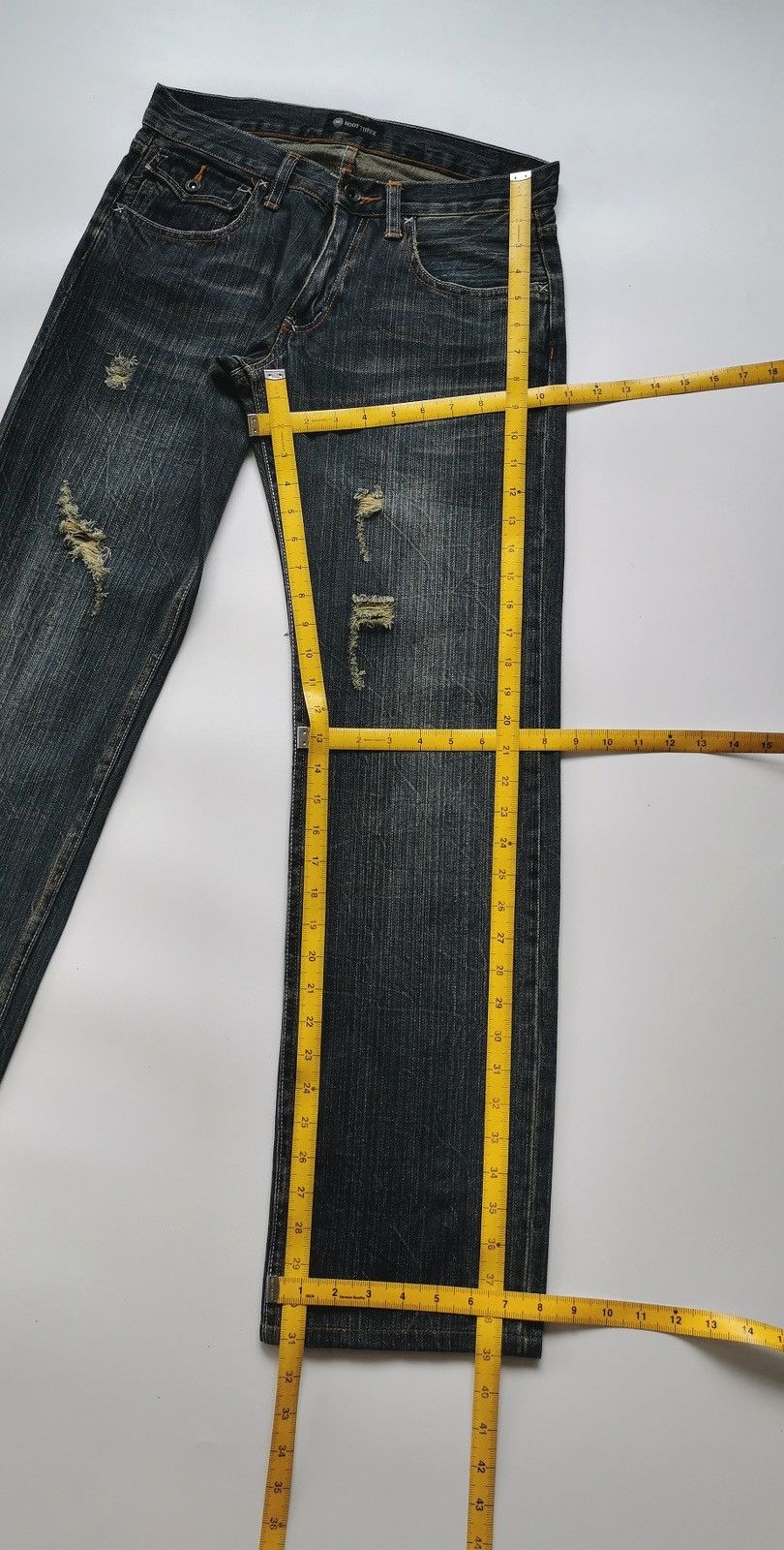 Japanese Brand Root Three Japan Patch Pocket Loose Fit Distressed Jeans Size US 30 / EU 46 - 10 Thumbnail