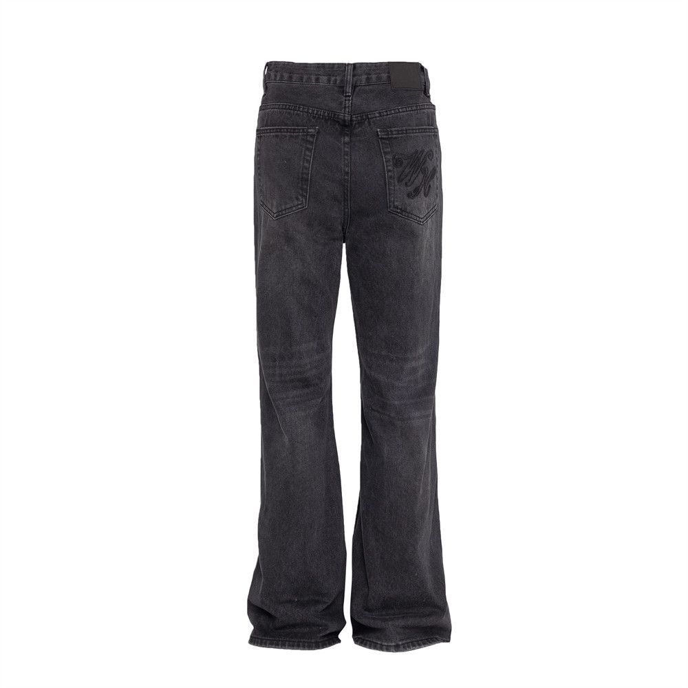 Japanese Brand × Jean Letter Embroidery Distressed Flare Faded Black Jeans Size US 35 - 6 Thumbnail