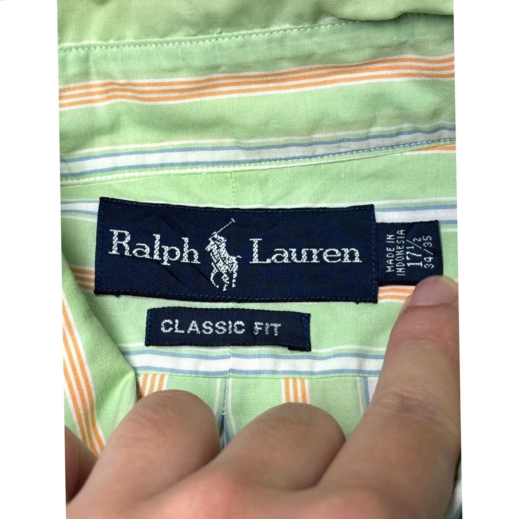 Ralph Lauren Ralph Lauren Classic Fit Striped Button-Down Shirt Green Orange Mens XL 56 in Button-Up Embroidered Pony Collared Long Sleeve Casual Business Size US XL / EU 56 / 4 - 4 Thumbnail