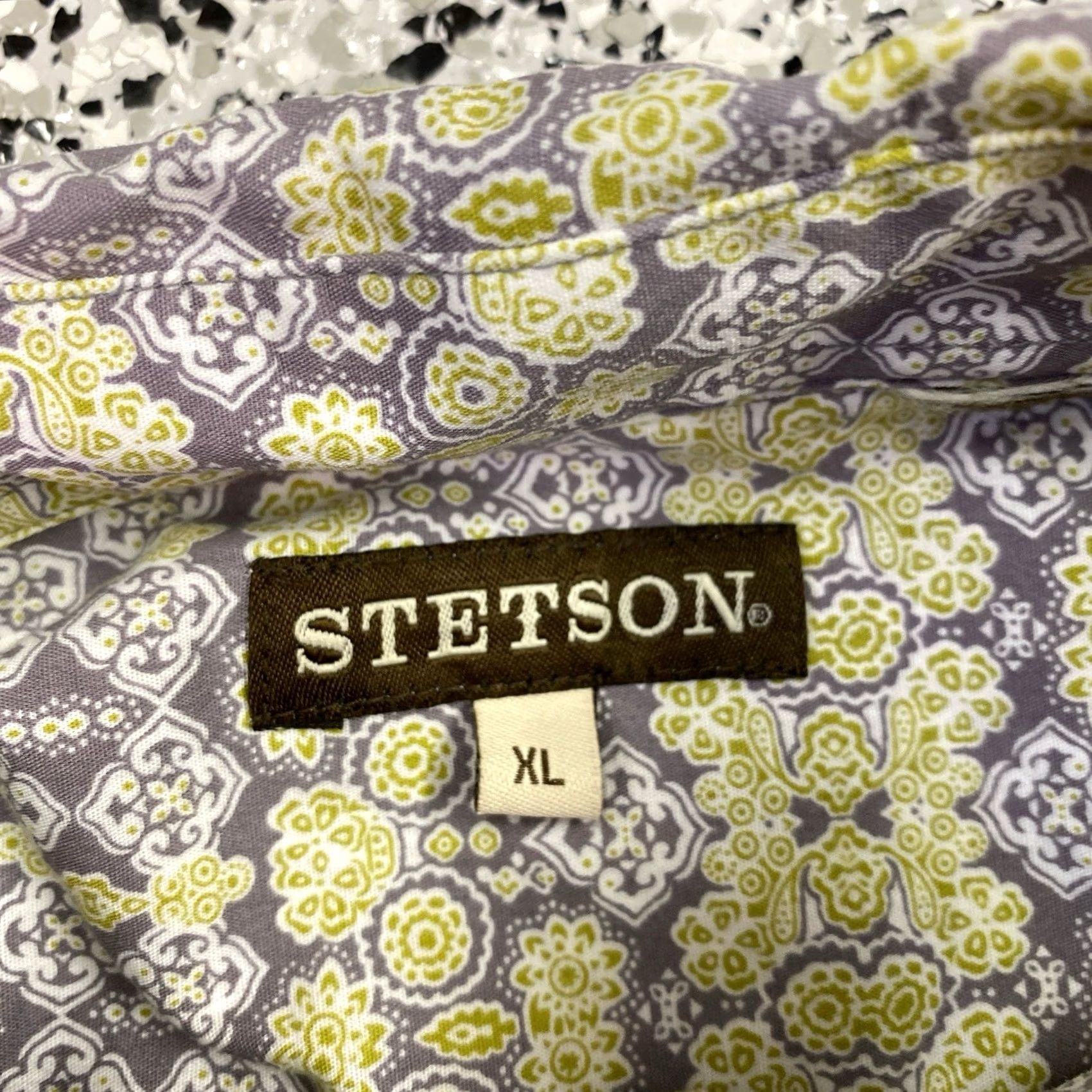 Stetson Stetson Western Shirt XL Long Sleeve All Over Print Geometry Pattern Green Button-Up Mens Size US XL / EU 56 / 4 - 3 Thumbnail