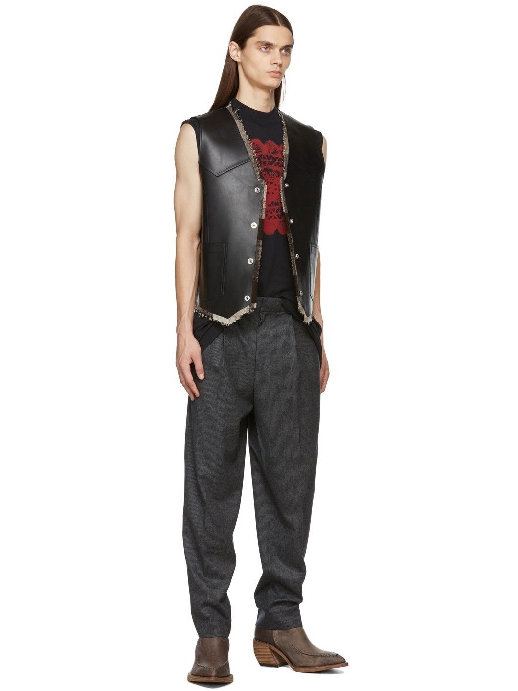 Acne Studios 46/S - Pinstriped Trousers In Grey Melange - 100% Wool Size US 30 / EU 46 - 1 Thumbnail