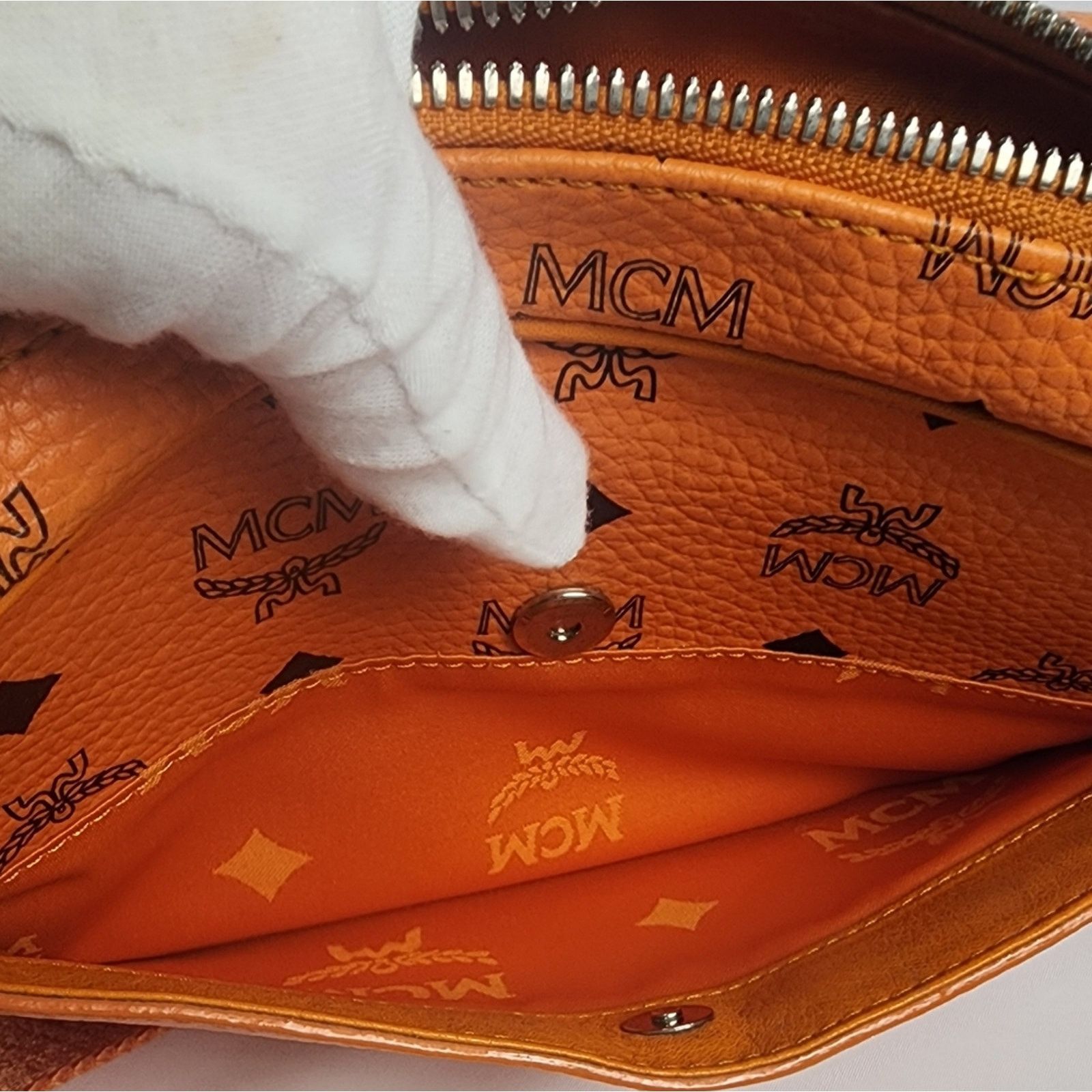 MCM Auth MCM Aren Orange Monogram Crossbody Bag Silver Hardware Size ONE SIZE - 6 Thumbnail
