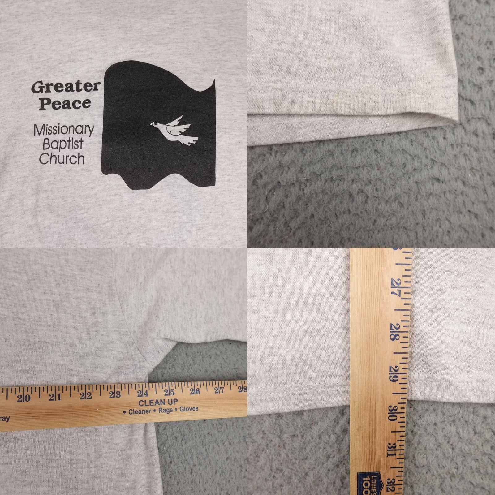 Jerzees VINTAGE Nike Shirt Mens 3XL Gray Greater Peace Baptist Church Dove JERZEES 90s Size US XXL / EU 58 / 5 - 9 Thumbnail