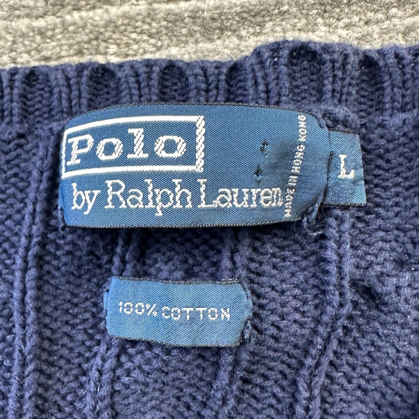 Polo Ralph Lauren Polo Ralph Lauren Sweater Mens Large Blue Cable Knit Pony Cotton Heavy Size US L / EU 52-54 / 3 - 7 Thumbnail