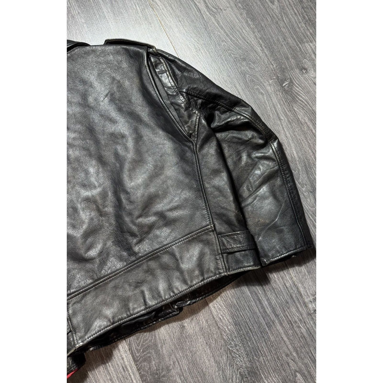 Leather 90s Vintage Leather Biker Distressed Jacket Size US M / EU 48-50 / 2 - 10 Thumbnail