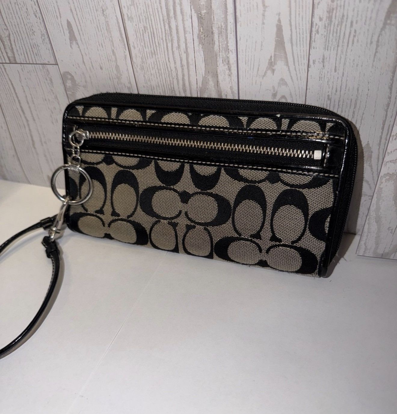 Coach Coach Signature Black Wristlet Wallet – Coated Canvas Size ONE SIZE - 1 Thumbnail