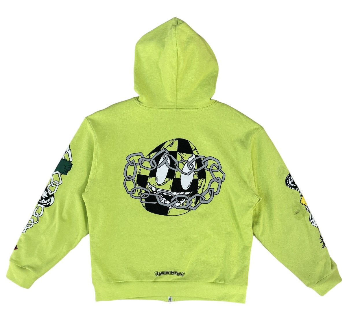 image of Chrome Hearts Matty Boy Zip Up Sweatshirt in Neon Green, Men's (Size Medium)