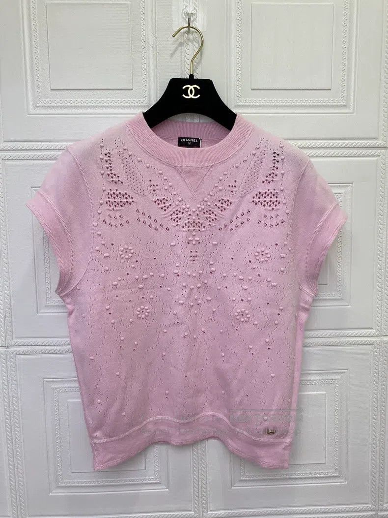 Chanel Chanel Pink knitted short sleeves Size XXS / US 00 / IT 34 - 1 Thumbnail
