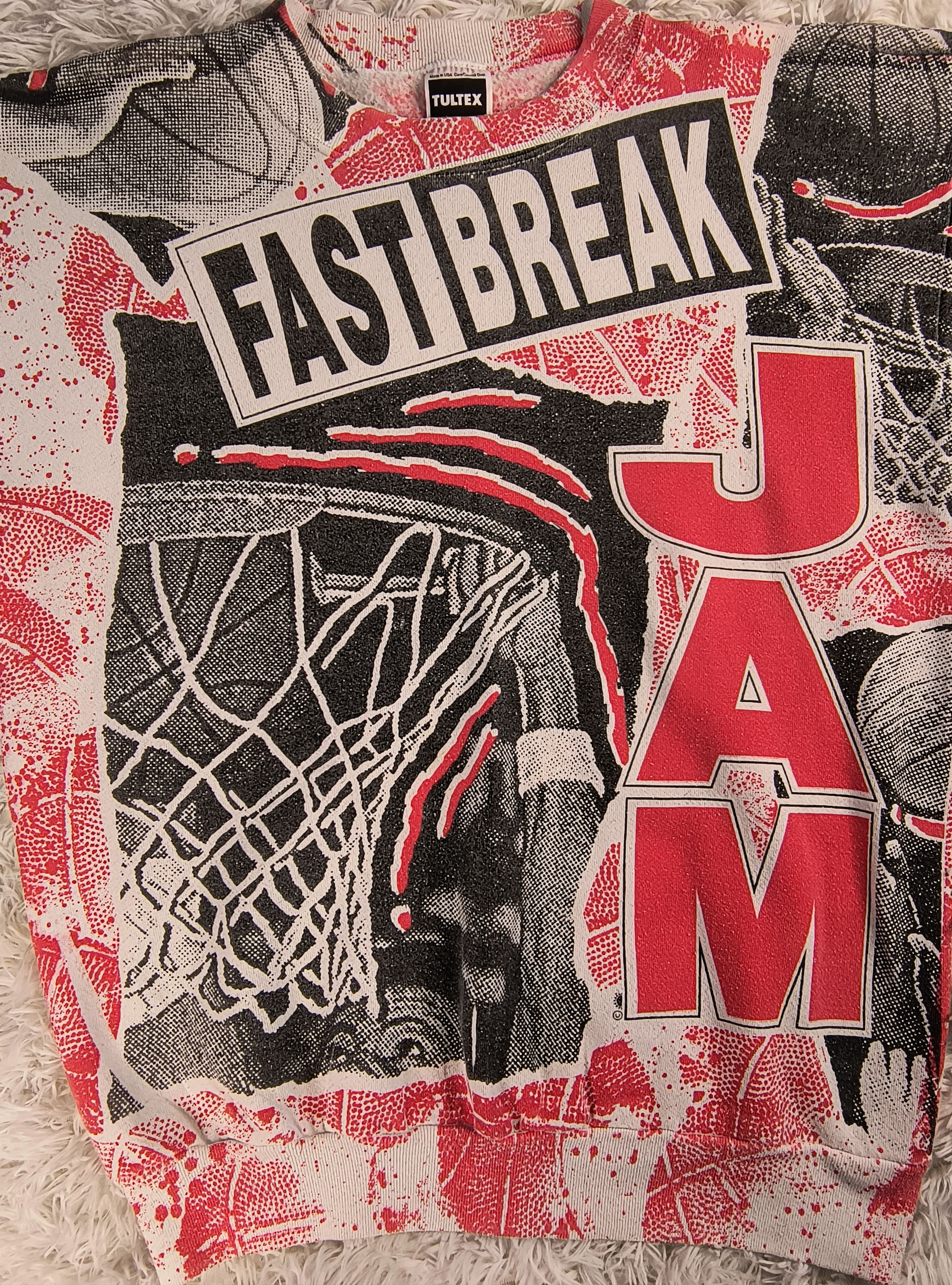 Vintage Fast break jam basketball crewneck sweatshirt