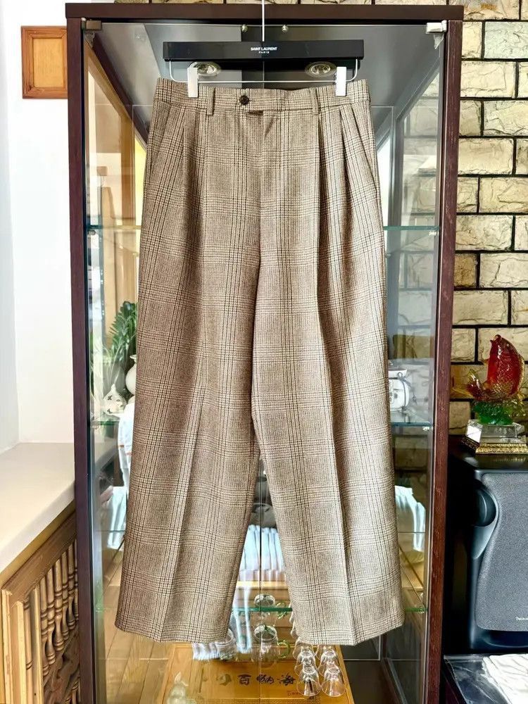 Sz 48 Celine by Hedi 23SS Plaid Pattern Trousers-2507