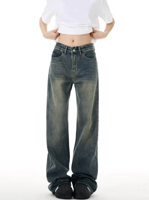 Japanese Brand × Jean American retro washed distressed high waist wide leg jeans Size US 32 / EU 48 - 2 Thumbnail