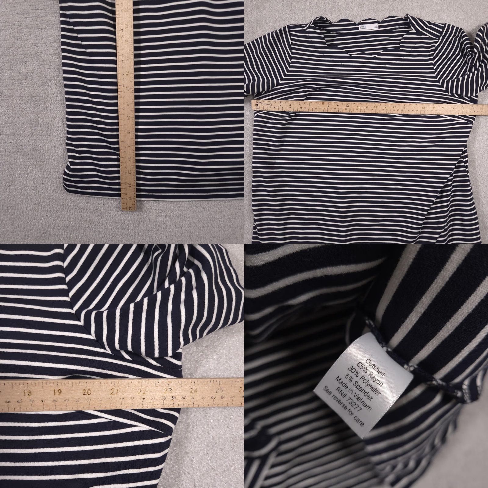 Croft & Barrow Croft & Barrow Dress T-Shirt Dress Womens 1X Navy White Stripe Scallop Neck Casual Size XL / US 12-14 / IT 48-50 - 8 Thumbnail