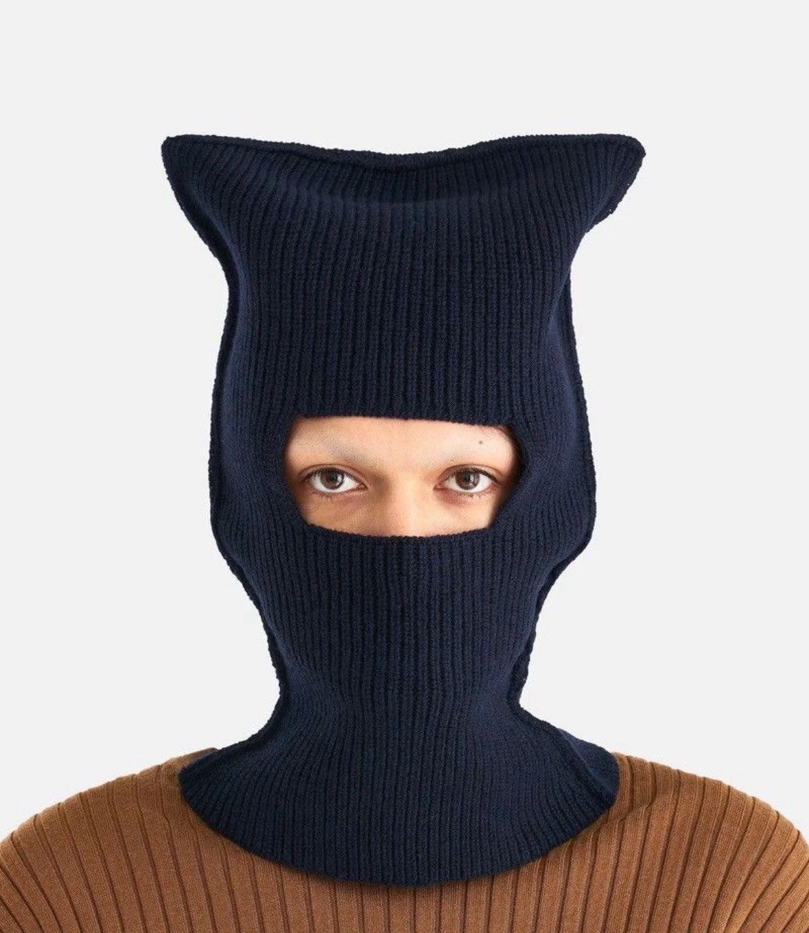 Maison Margiela Maison Margiela Navy Wool Knit Balaclava Size ONE SIZE - 3 Thumbnail
