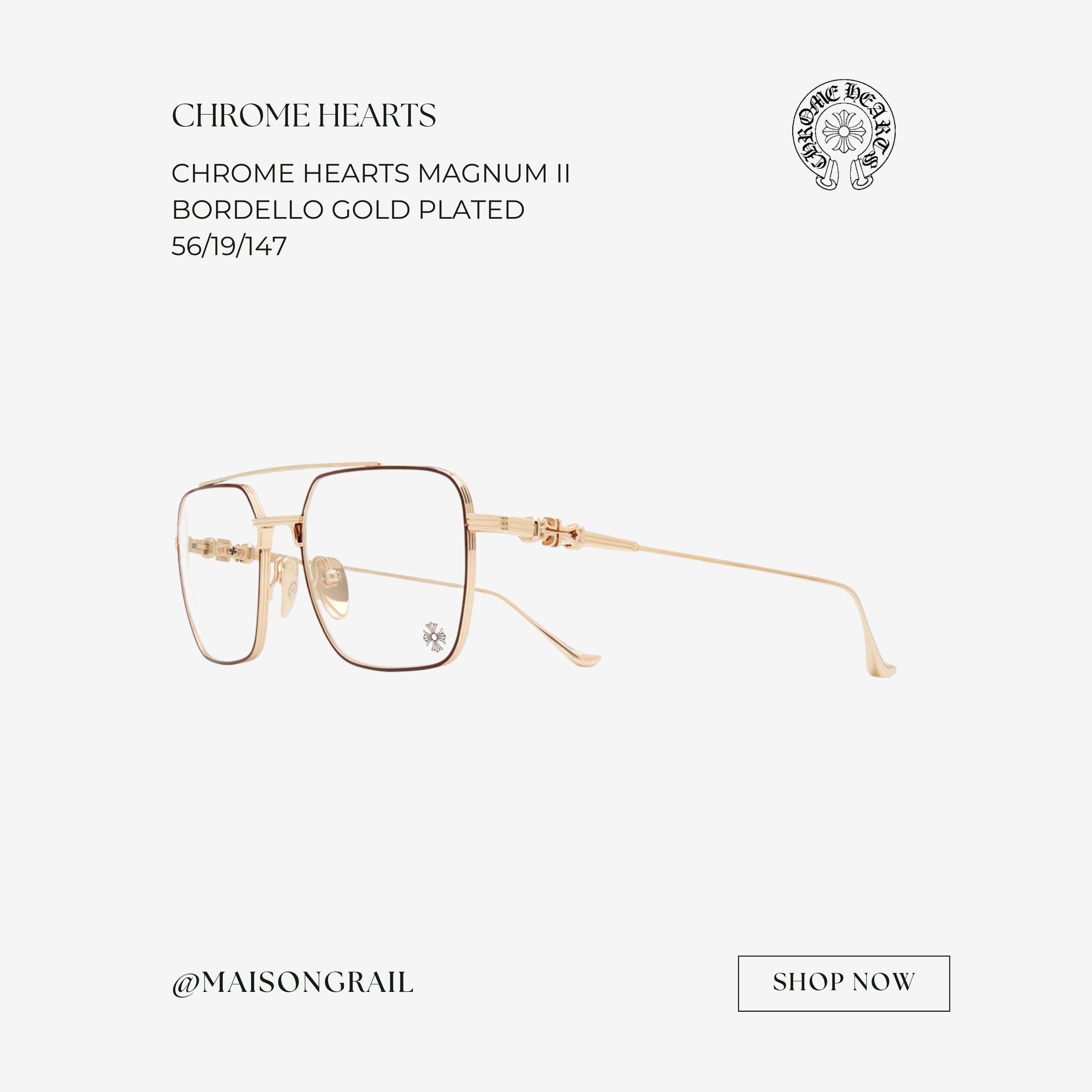 Chrome Hearts CHROME HEARTS MAGNUM II BORDELLO GOLD PLATED EYEGLASSES Size ONE SIZE - 1 Thumbnail