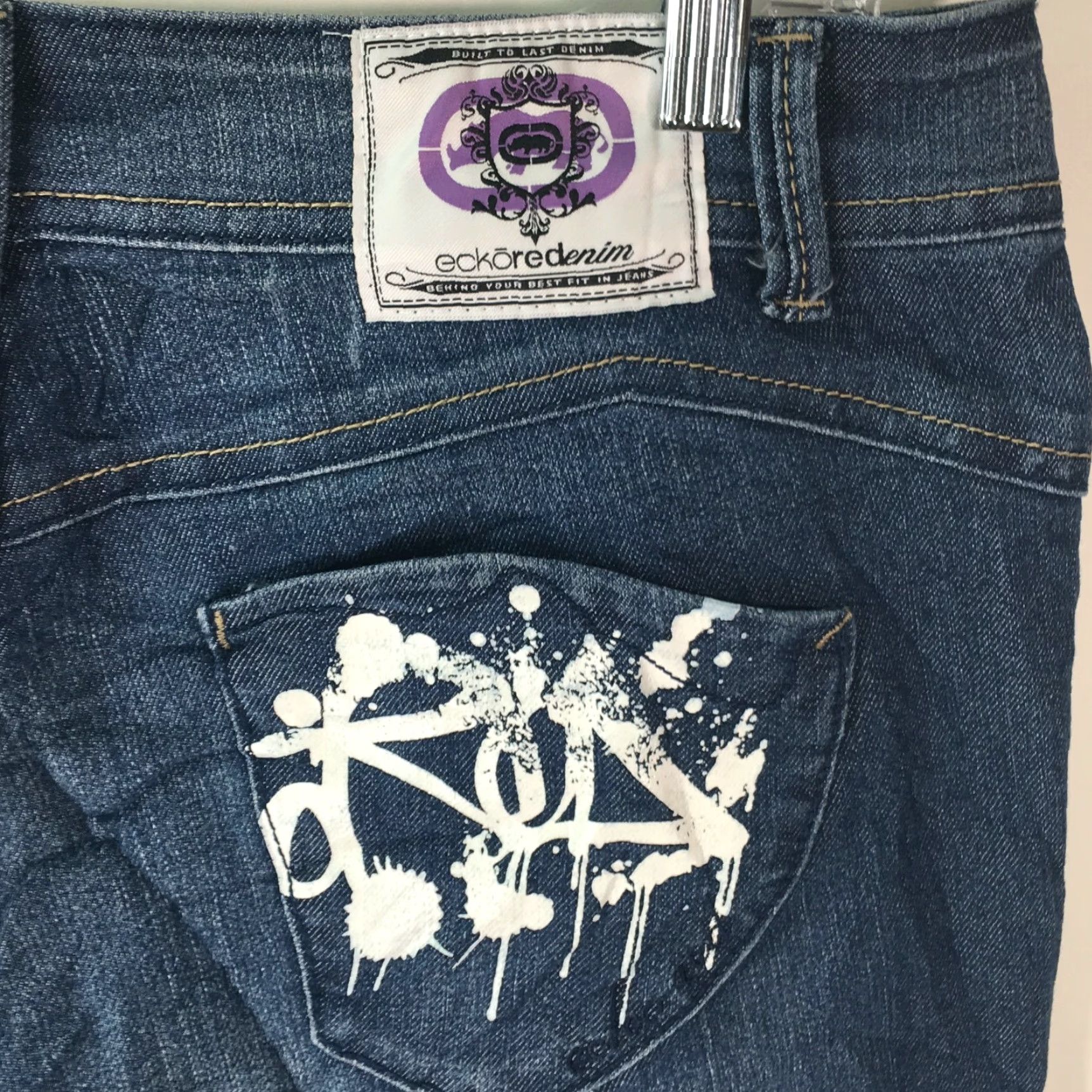 Denime VINTAGE Ecko Red Womens Jeans Distressed Blue Denim Size 13 Regular Low Rise Stretch 34 Inseam 5-Pocket Design Mens? Size 34" / US 12 / IT 48 - 7 Thumbnail