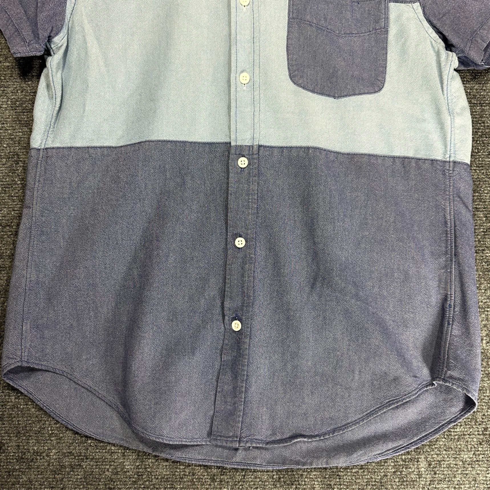 J.Crew J.CREW Shirt Mens Medium Oxford Blue Colorblock Cotton Short Sleeve Button Down Size US S / EU 44-46 / 1 - 2 Thumbnail