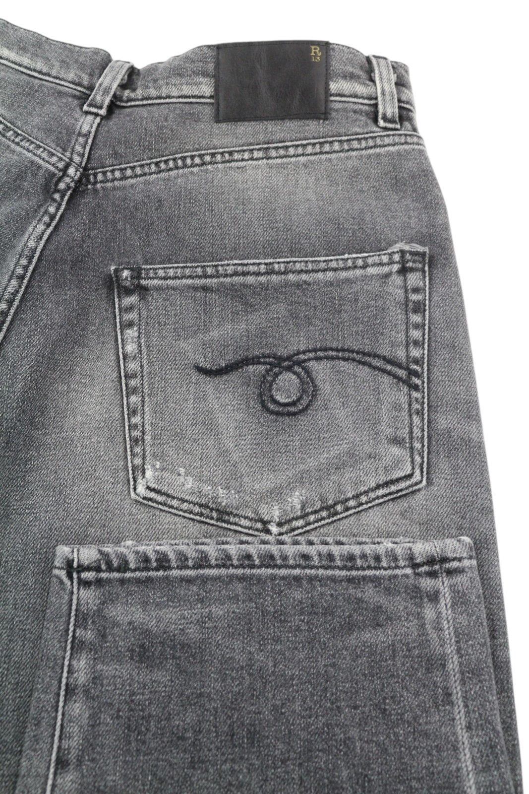 R13 JENNIE TAPERED 27 Vintage Grey Faded Ripped 85805 Size 27" / US 4 / IT 40 - 5 Thumbnail