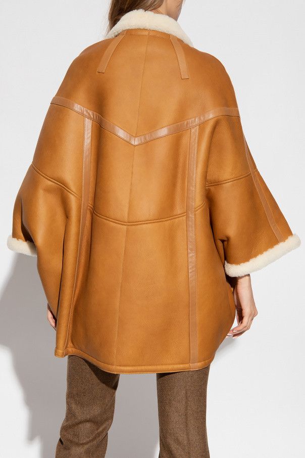 Saint Laurent Paris o1b1hav110724 Cape in Shearling in Brown Size XS / US 0-2 / IT 36-38 - 4 Thumbnail