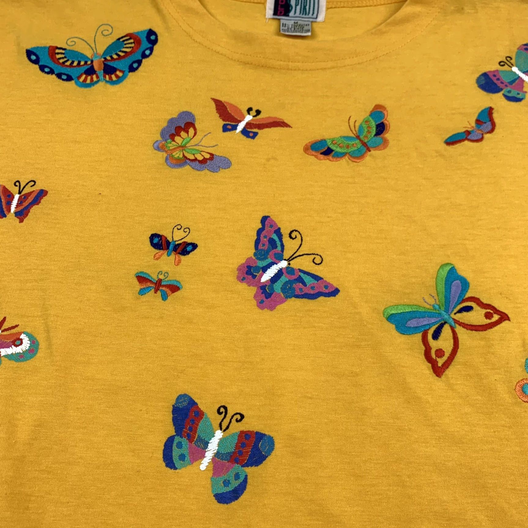 Vintage VINTAGE Bolo Spirit T-Shirt Womens Medium Yellow Butterfly 90s Casual Size M / US 6-8 / IT 42-44 - 2 Thumbnail