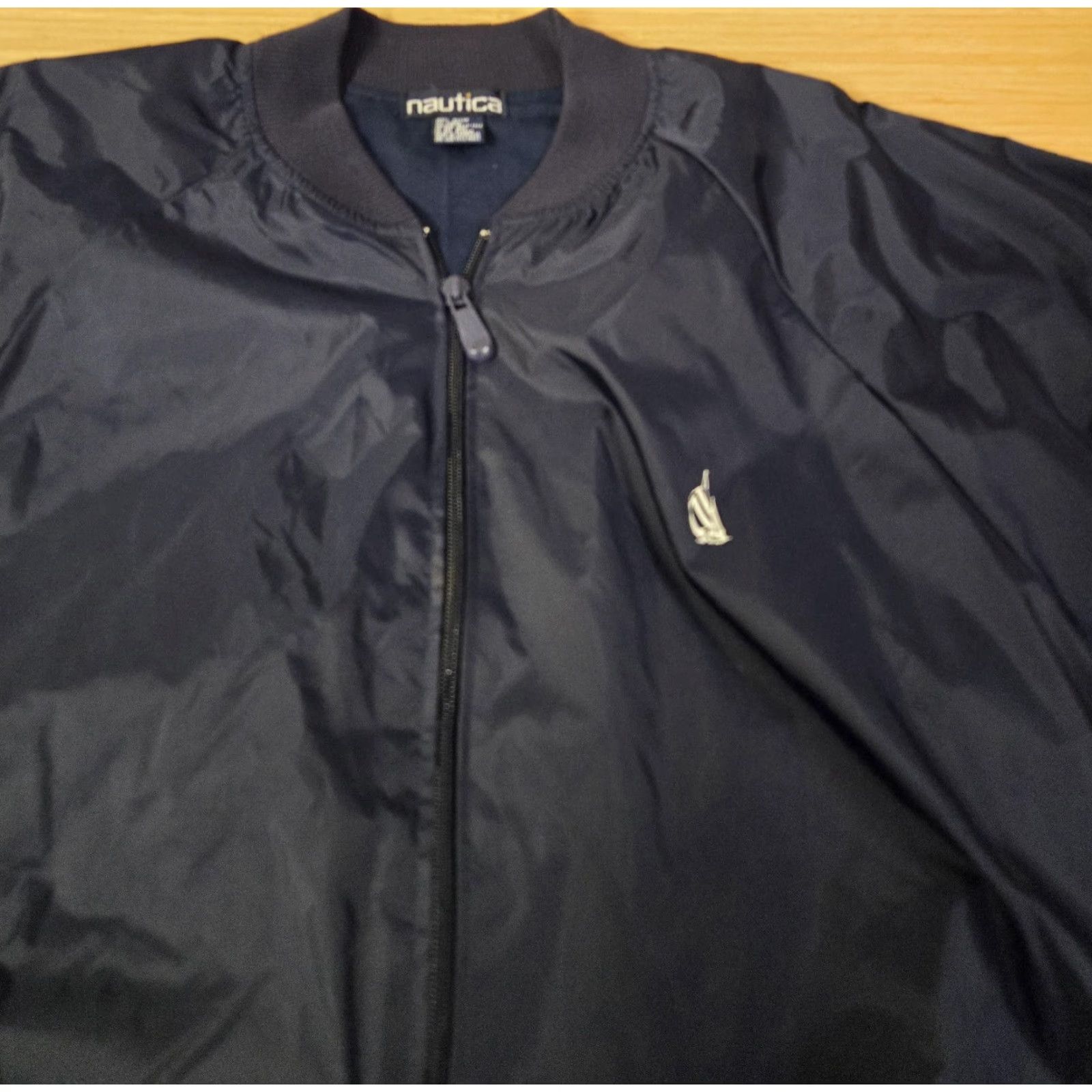 Nautica Nautica Jacket Mens One Size Navy Blue Nylon Windbreaker Full Zip Spell Out Logo Navy Blue Windbreaker Nautica Logo Size US M / EU 48-50 / 2 - 4 Thumbnail
