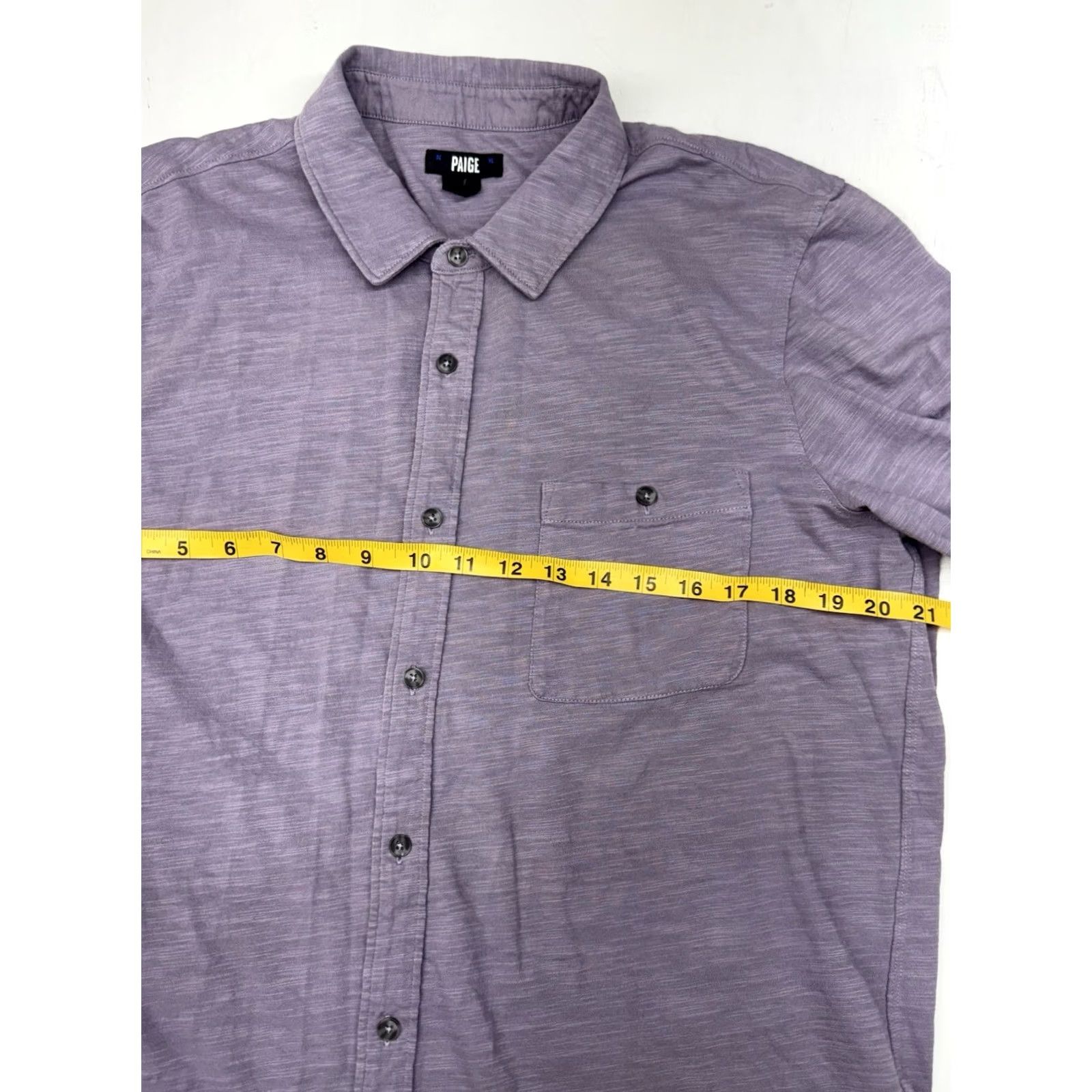 Paige Paige Button-Up Shirt Short Sleeve Casual Spring Cotton Purple Mens Large Size US L / EU 52-54 / 3 - 3 Thumbnail