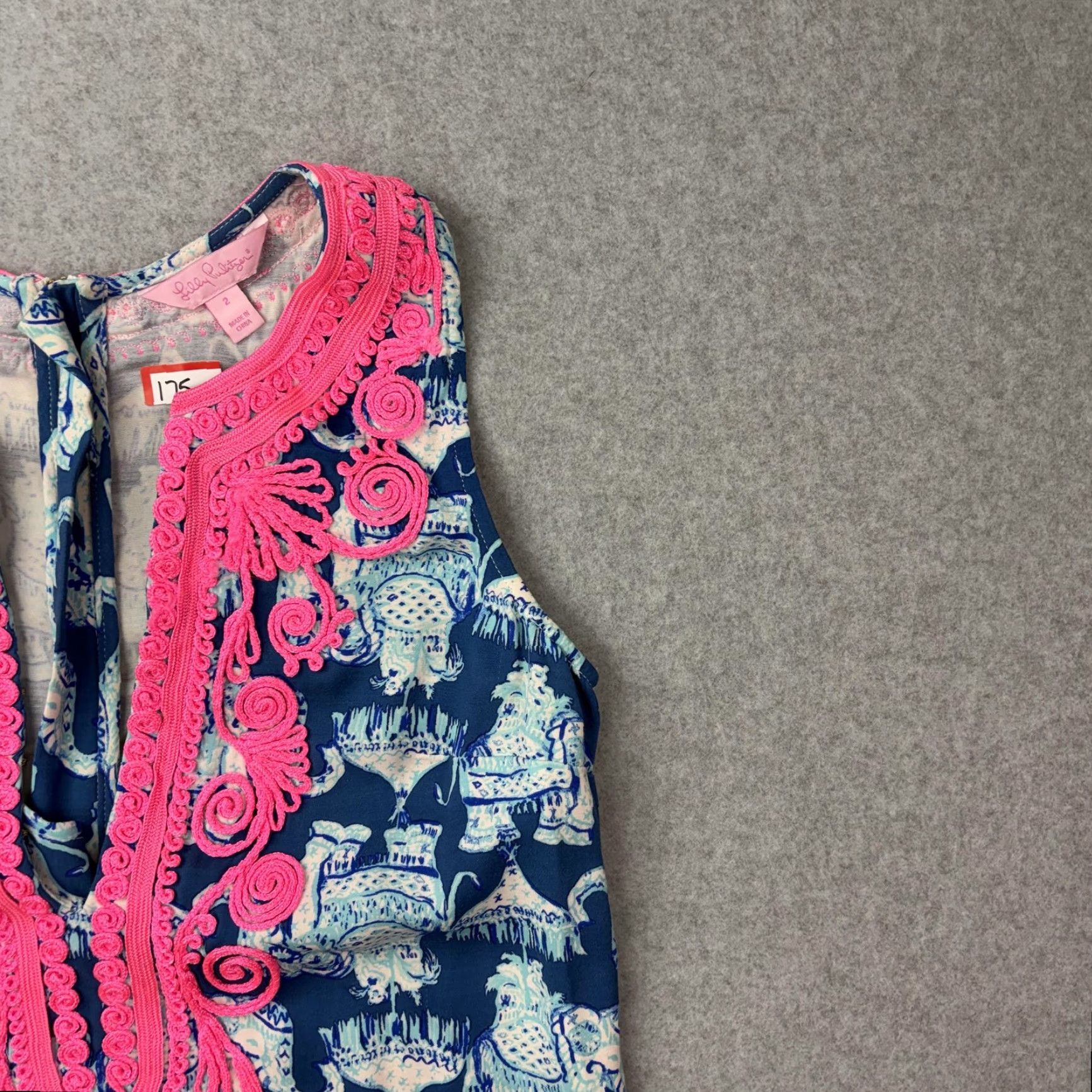 Lilly Pulitzer VINTAGE Lilly Pulitzer Dress Womens 2 Shift Sleeveless elephant Print Blue Pink Trim Natal Size XS / US 0-2 / IT 36-38 - 5 Thumbnail