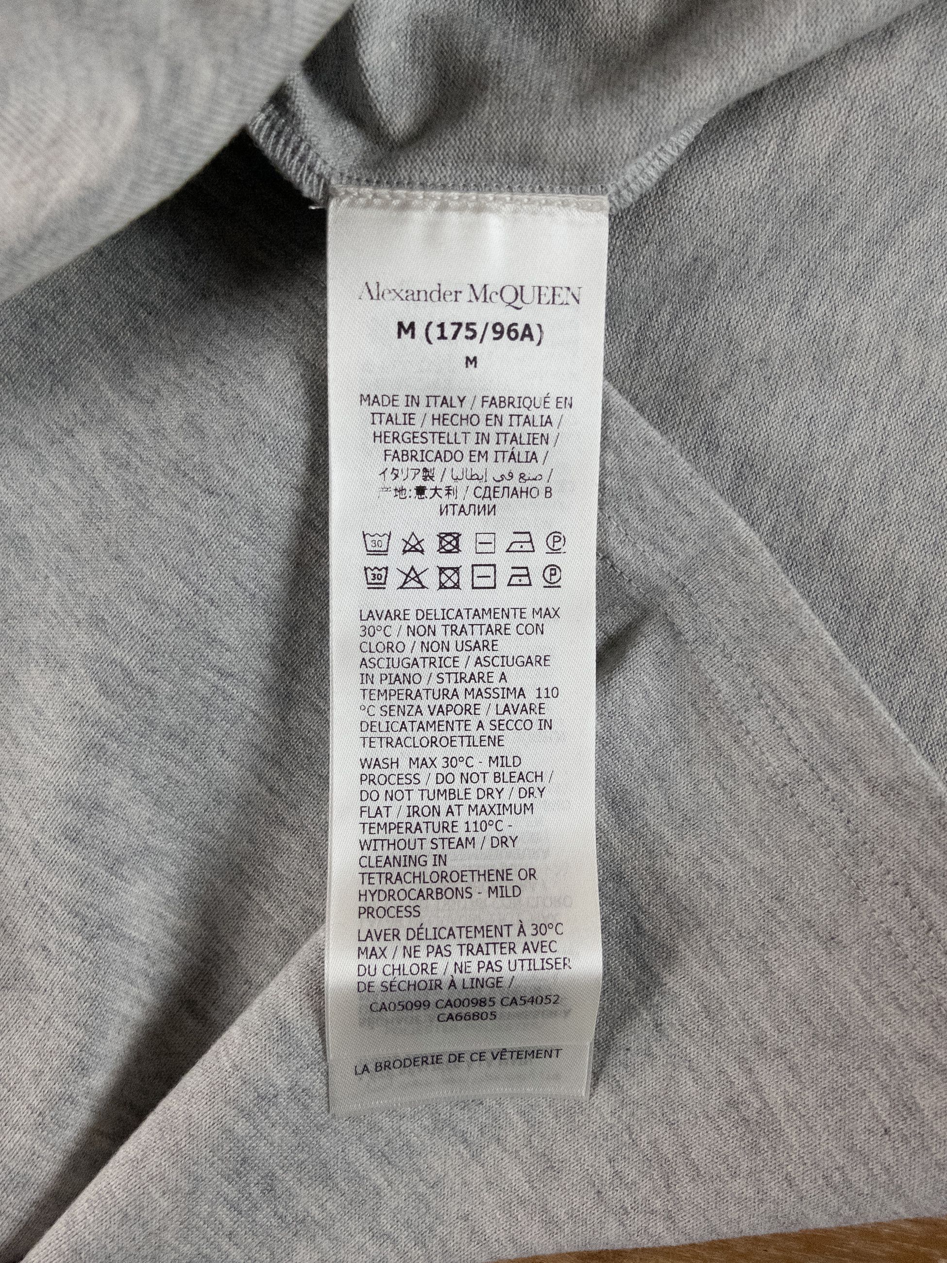 Alexander McQueen ALEXANDER MCQUEEN gray logo embroidered t-shirt Medium q Size US M / EU 48-50 / 2 - 7 Thumbnail