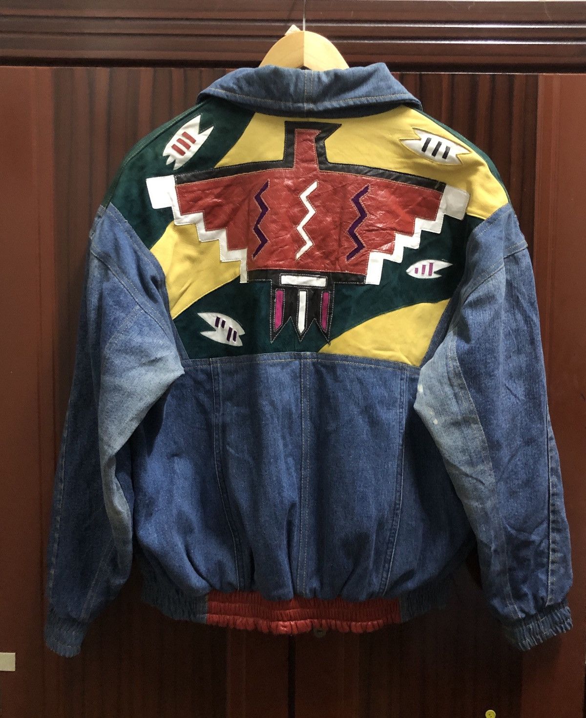 Native Vintage Vukani Native Navajo Denim Leather Jacket Size US L / EU 52-54 / 3 - 2 Thumbnail