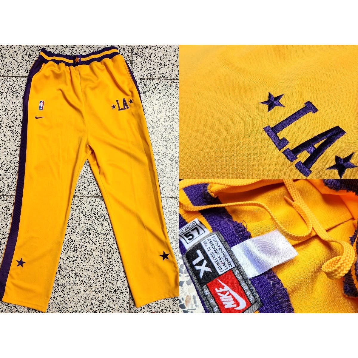 Nike LA Lakers 2000s NIKE Rewind pants warmup XL yellow NBA vtg Grailed