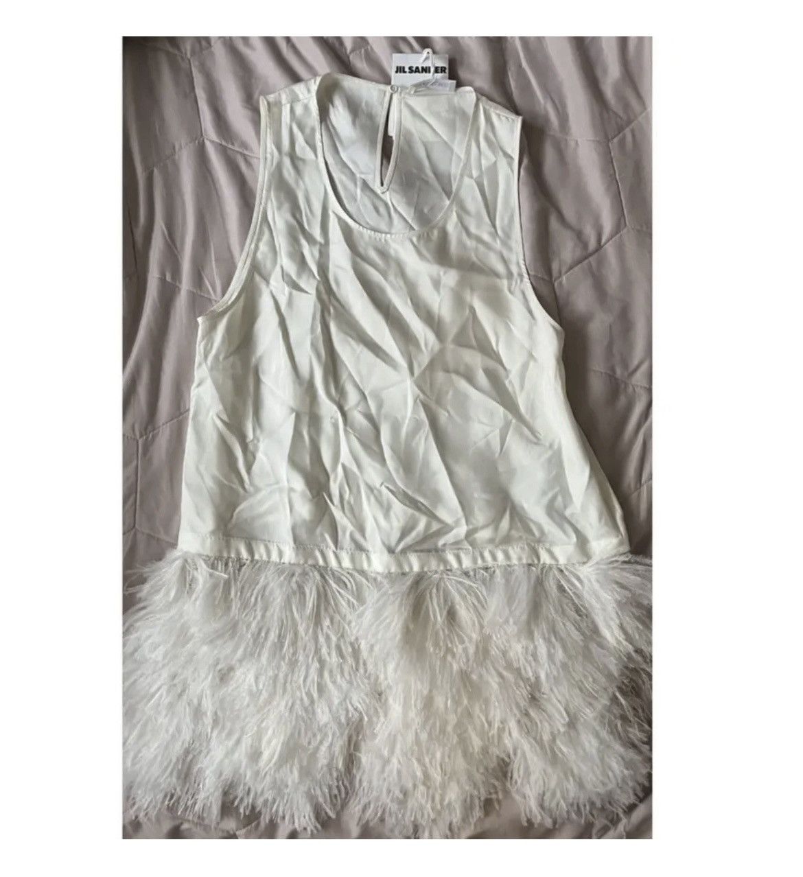 Jil Sander Ostritch Feather Rare Runway Piece Viscose Tunic Mini Dress Size S / US 4 / IT 40 - 10 Thumbnail