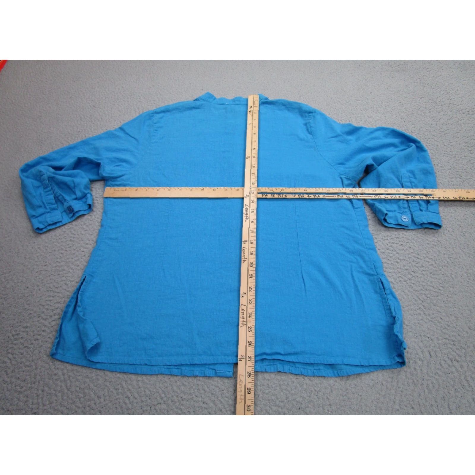 Vintage Tweeds Linen Lagenlook Top Womens 1X Button Blue Cottagecore boho peasant tunic Button-Up X1X Size XL / US 12-14 / IT 48-50 - 5 Thumbnail