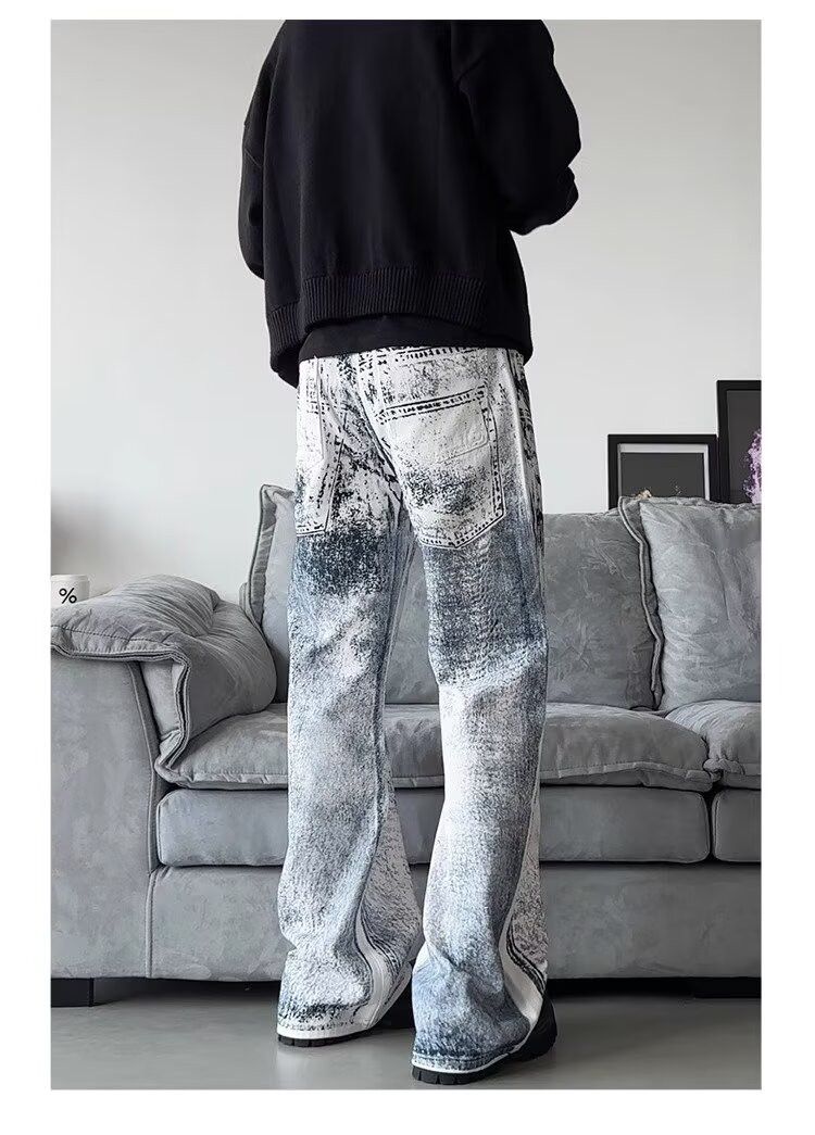 Gradient Pants Tie-Dye Straight Leg Loose Jeans
