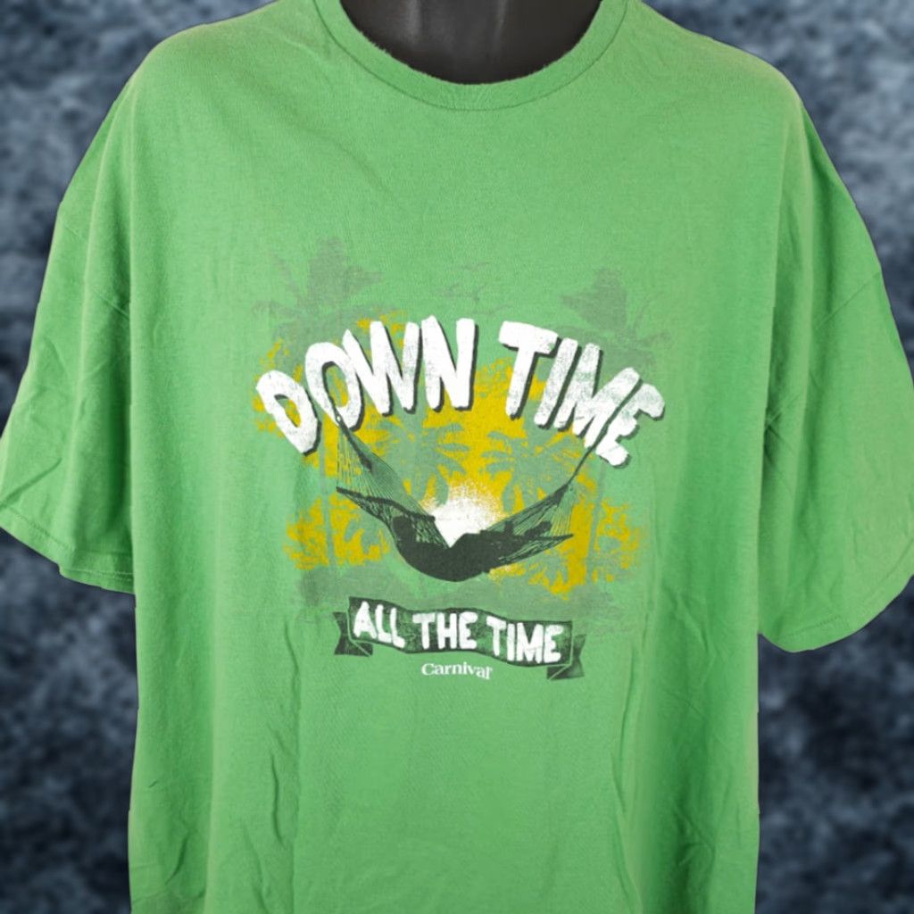 Delta Carnival Cruise T Shirt Mens 3XL Green Palm Trees Down Time All The Time delta Size US XXL / EU 58 / 5 - 1 Thumbnail