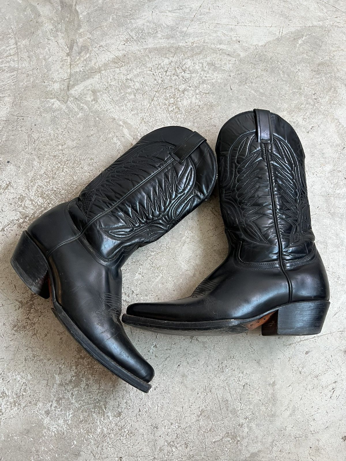 Leather SOLD* Vintage 70s Leather Western Cowboy Boots Size US 9.5 / EU 42-43 - 3 Thumbnail