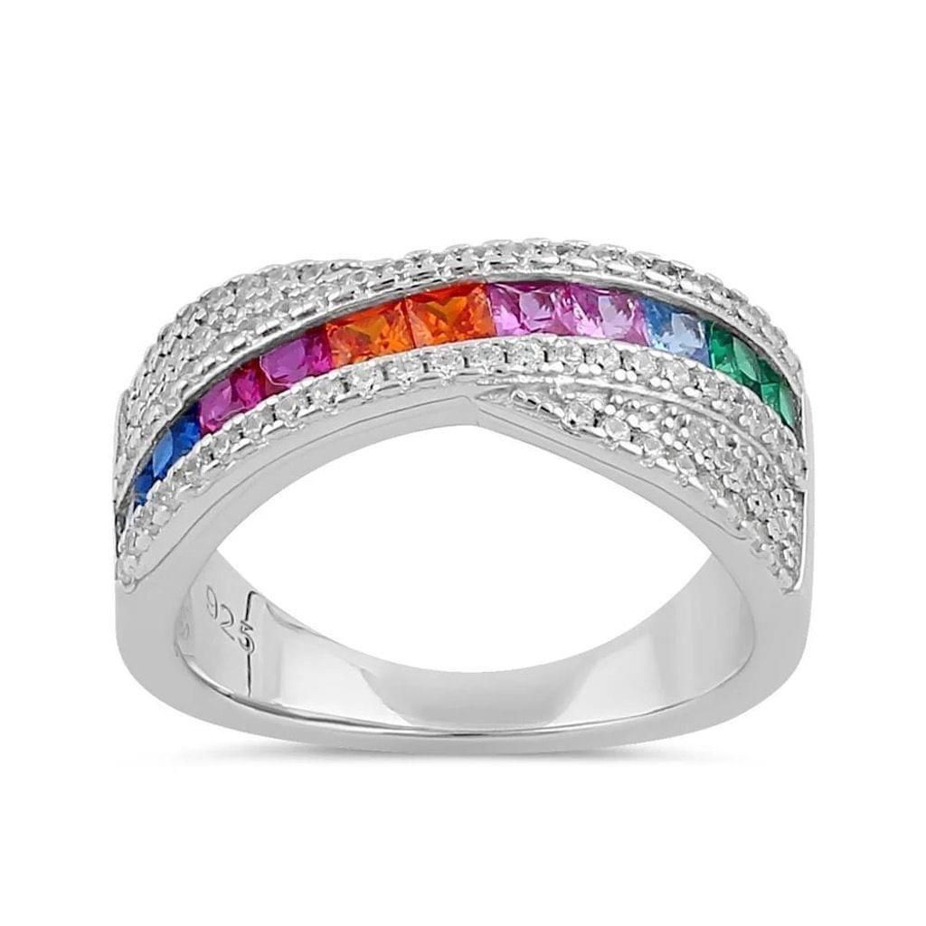 Other Sterling Silver Multicolor CZ Twist Ring New Size ONE SIZE - 2 Thumbnail