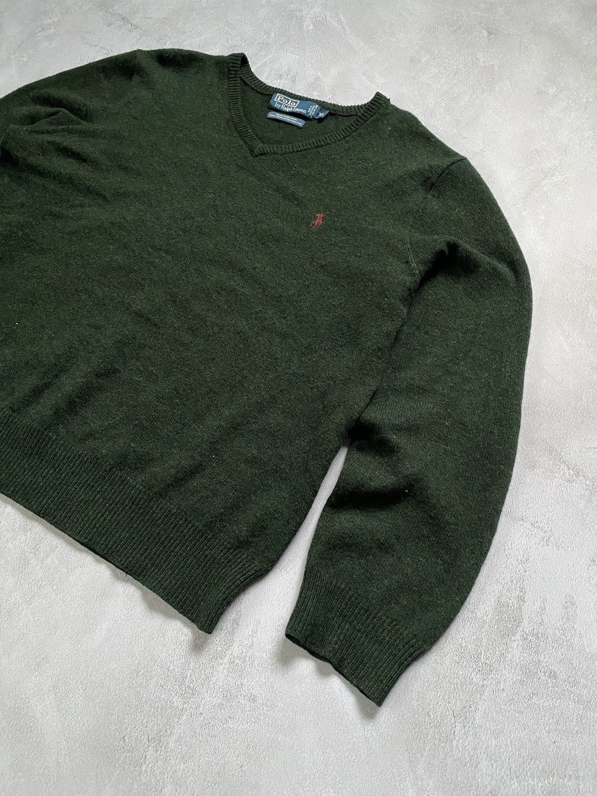 Polo Ralph Lauren × Ralph Lauren Vintage 90s Polo Ralph Lauren 100% Lambs Wool Green Sweater Size US XL / EU 56 / 4 - 3 Thumbnail