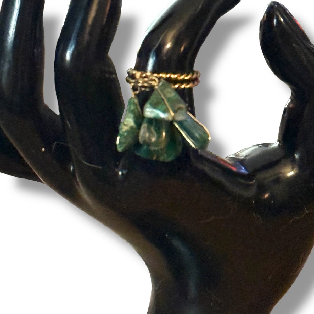 Vintage Vintage gold tone moss agate dangle cluster cuff ring Size ONE SIZE - 2 Thumbnail