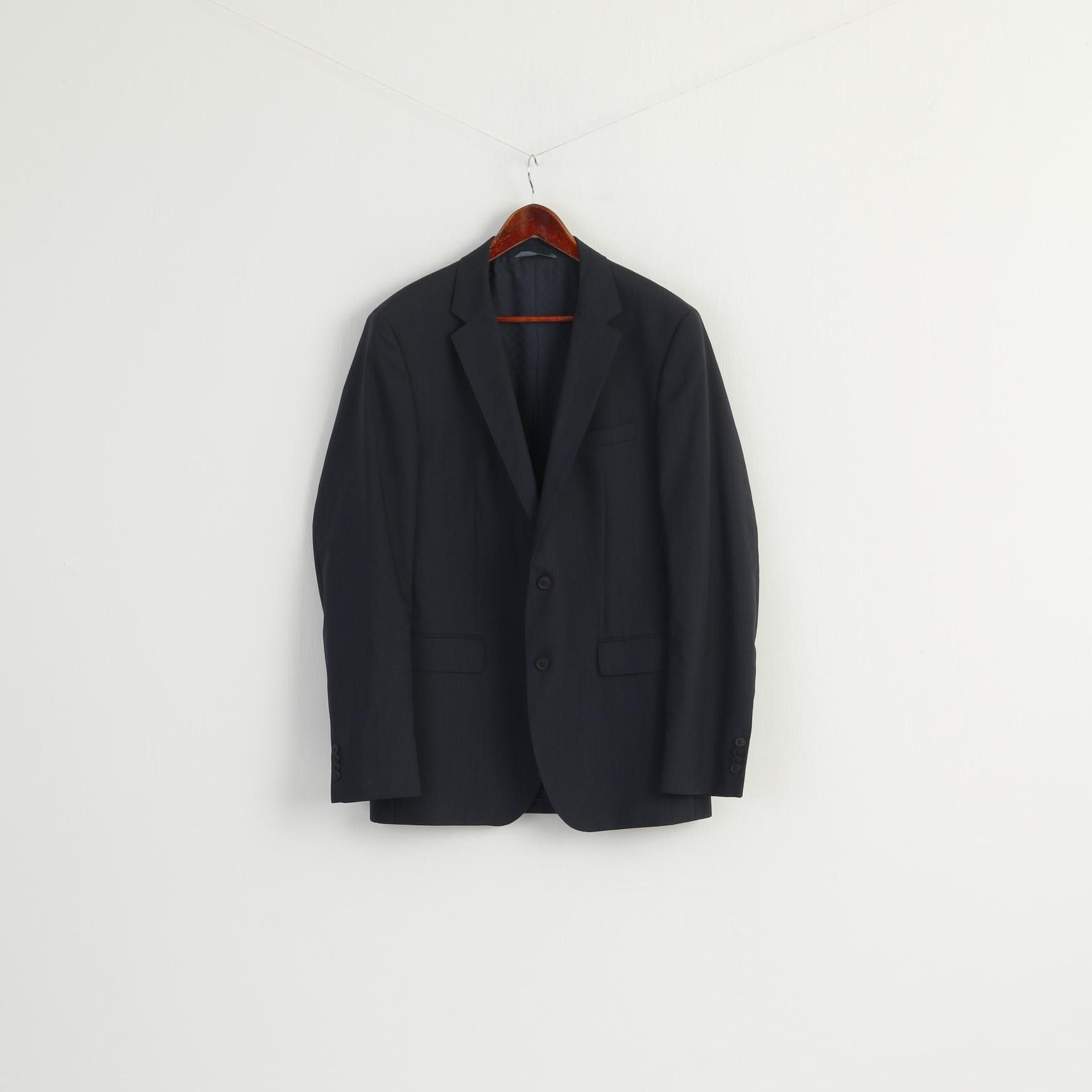 Hugo Boss Hugo Boss Men 42 102 Blazer Navy Virgin Wool 8846 Size 42R - 1 Thumbnail